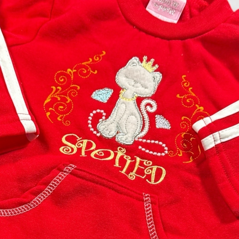Red Mon Petit Cat Print Track Suit - Picture 3 of 6